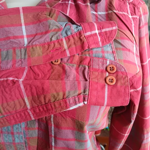 Medium Vintage 1980's Country Womens Plaid Button-Up Shirt Henry Grethel - Picture 8 of 9